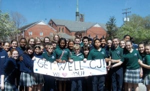 The children of St. Margaret’s Catholic School spearhead the support drive for C.J.